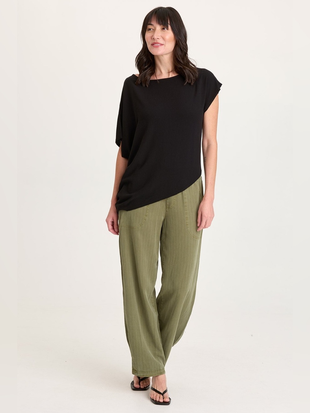 XCVI Carell Pinstripe Pleated Leg Pants Espalier Pigment